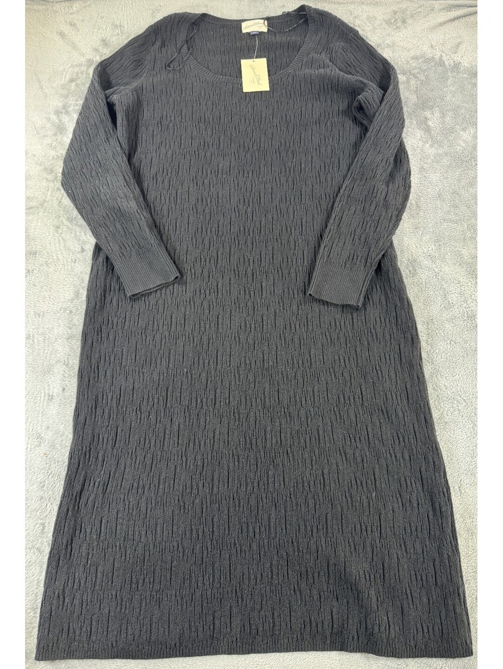 Universal Thread Black Ribbed Knit Scoop Neck Midi Sweater Dress Long Sleeve XXL